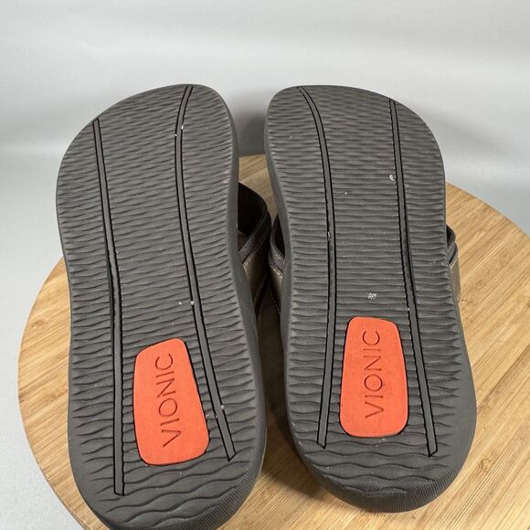 S Vionic Orthaheel Tide Brown Flip Flops Thongs Sandals‎ Men's Size 12 - Picture 5 of 6